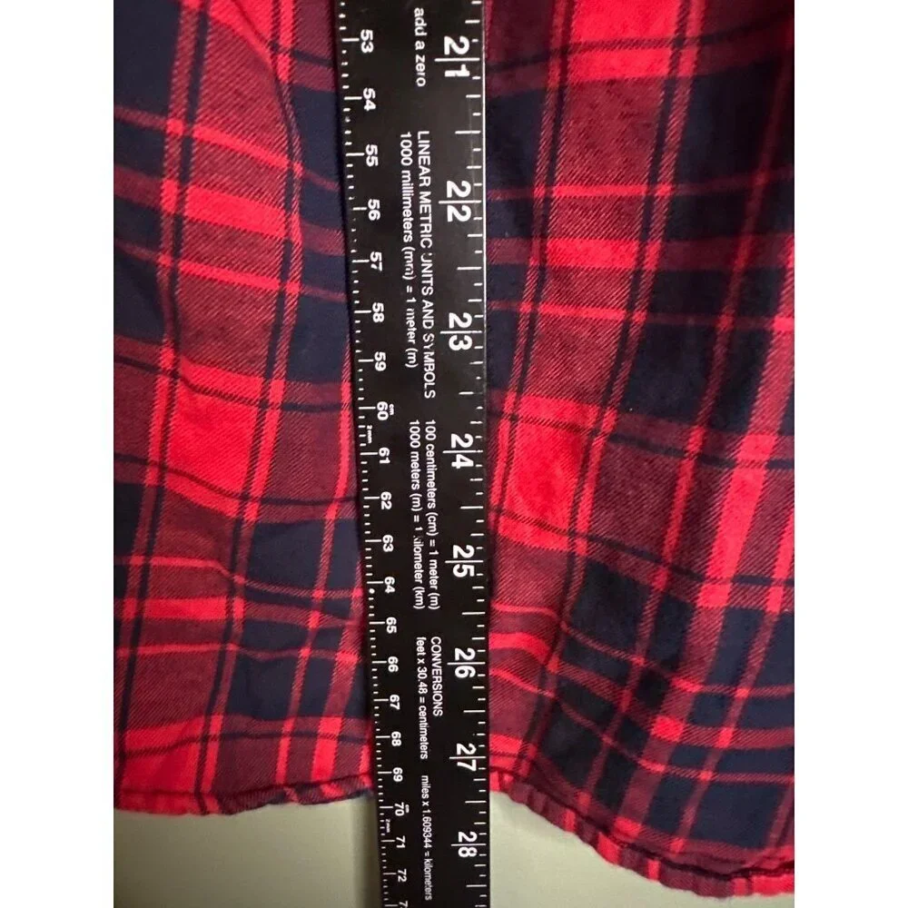 J.Crew Women’s S Red Navy Plaid 100% Cotton Button Down Soft Preppy Holiday